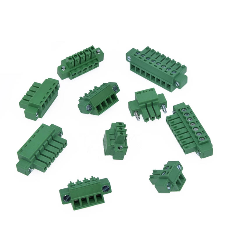 Terminal Block 5.08mm15EDGKM PCB Plug Bent Straight Pin+Female Socket with Fixed Ears 2P 3P 4P 5P 6P-12P