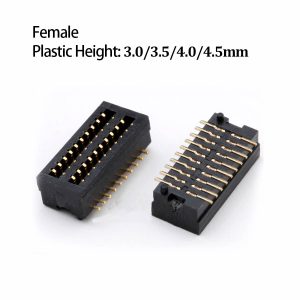 Double Slot 0.5/0.8mm pith BTB Connector with 8-100P Male-Female Height 4.0 - 8.5mm Gold-Plated PCB Connector